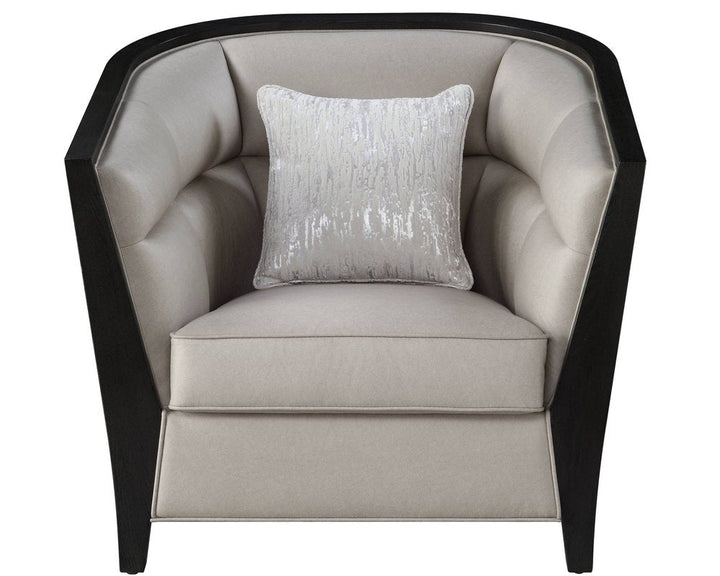 Aurelia 38" Beige Fabric Barrel Chair with Toss Pillow