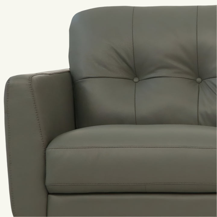 Winslow 83" Green Leather Tufted Sofa with Black Legs