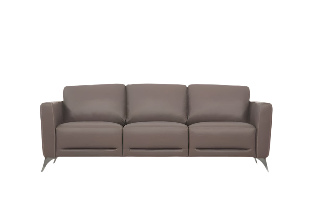 Langston 83" Taupe Leather Sofa with Black Legs