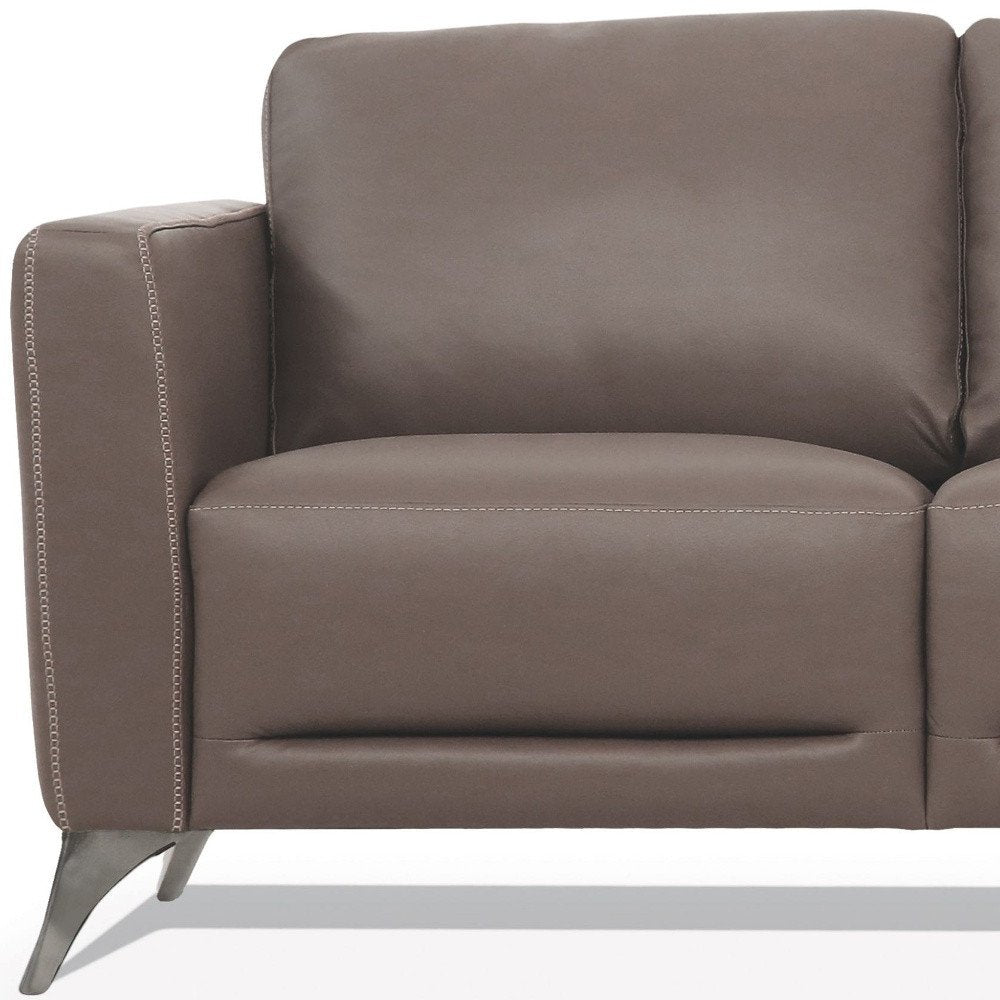 Langston 83" Taupe Leather Sofa with Black Legs
