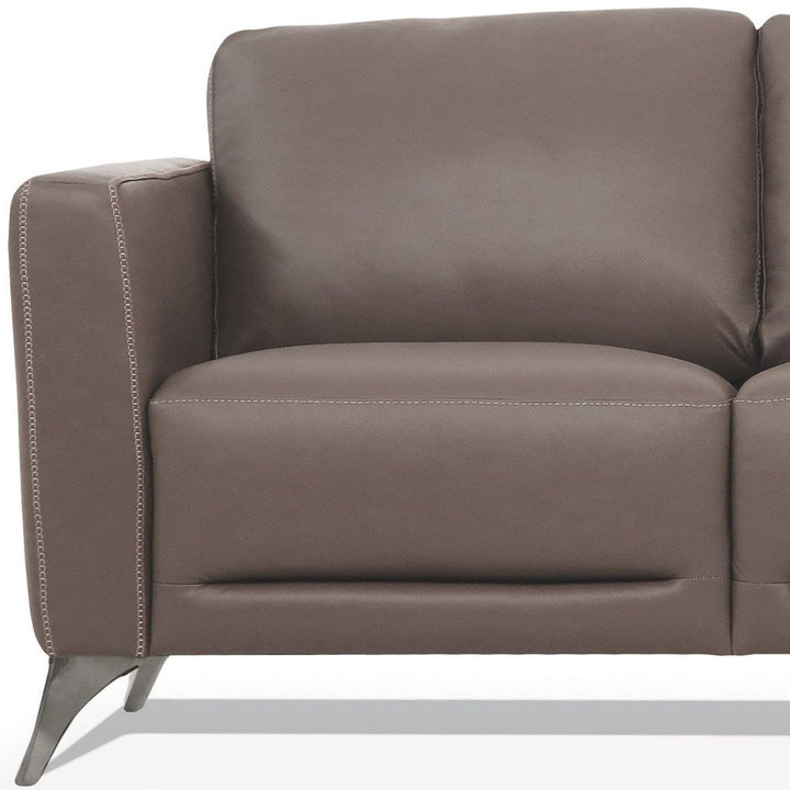 Langston 83" Taupe Leather Sofa with Black Legs