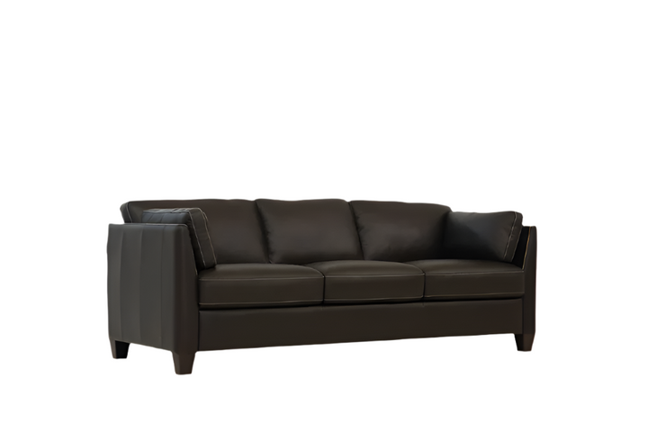 Langley 81" Chocolate Leather Sofa with Black Legs