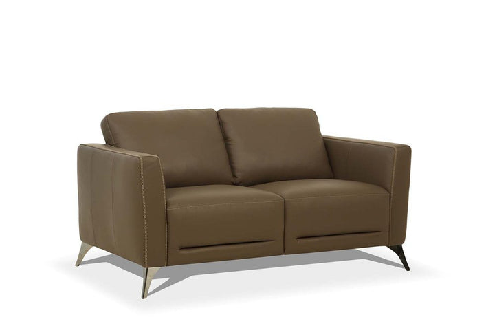 Henley 59" Brown Leather Loveseat with Black Legs