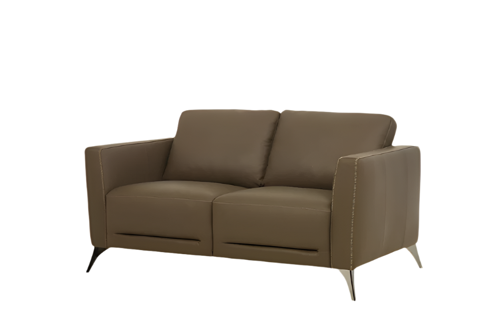 Henley 59" Brown Leather Loveseat with Black Legs