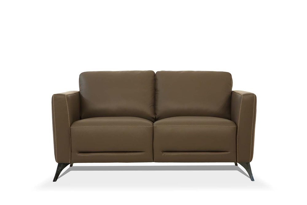 Henley 59" Brown Leather Loveseat with Black Legs