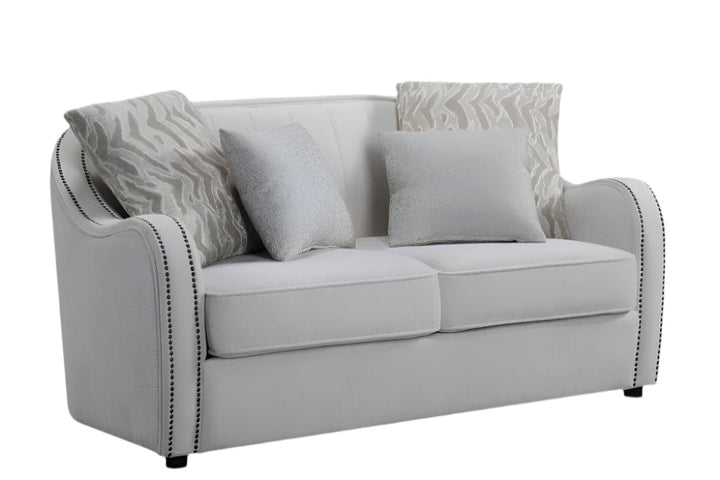 Éloise 63" Beige Linen Curved Loveseat with Black Legs