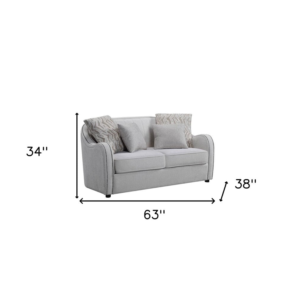 Éloise 63" Beige Linen Curved Loveseat with Black Legs
