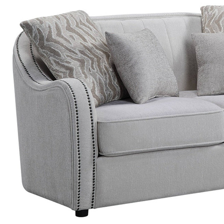 Éloise 63" Beige Linen Curved Loveseat with Black Legs