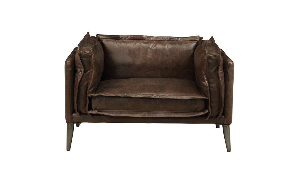 Alessio 47" Brown Top Grain Leather Chair and a Half