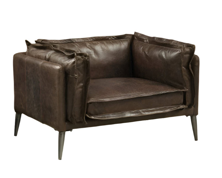 Alessio 47" Brown Top Grain Leather Chair and a Half