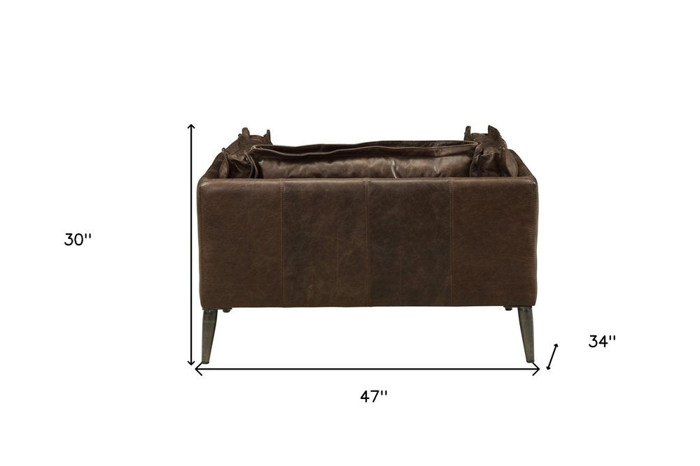 Alessio 47" Brown Top Grain Leather Chair and a Half