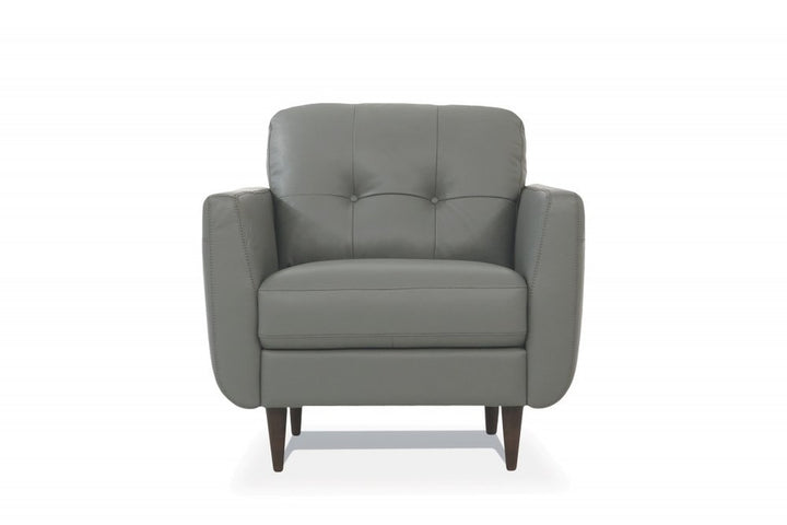 Bellmont 35" Gray Genuine Leather Tufted Arm Chair