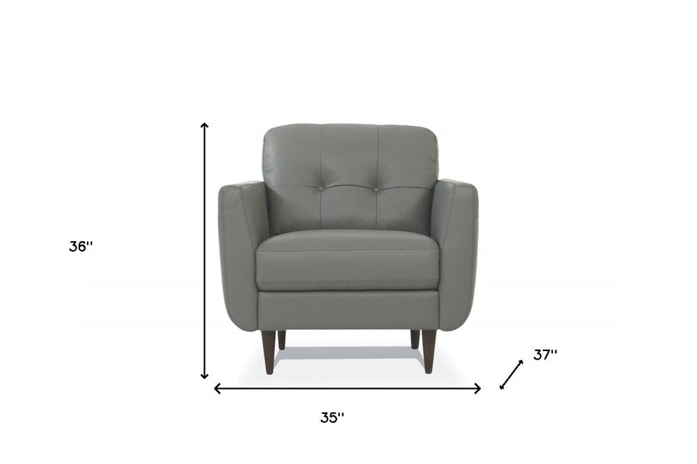 Bellmont 35" Gray Genuine Leather Tufted Arm Chair
