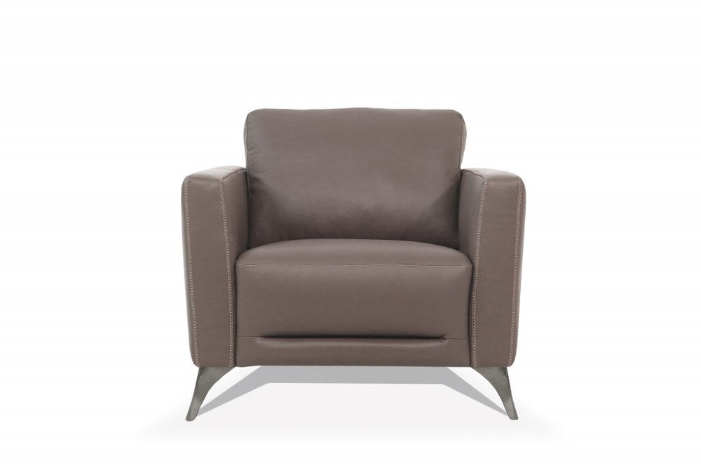 Everett 35" Taupe Genuine Leather Arm Chair