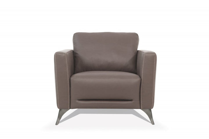 Everett 35" Taupe Genuine Leather Arm Chair