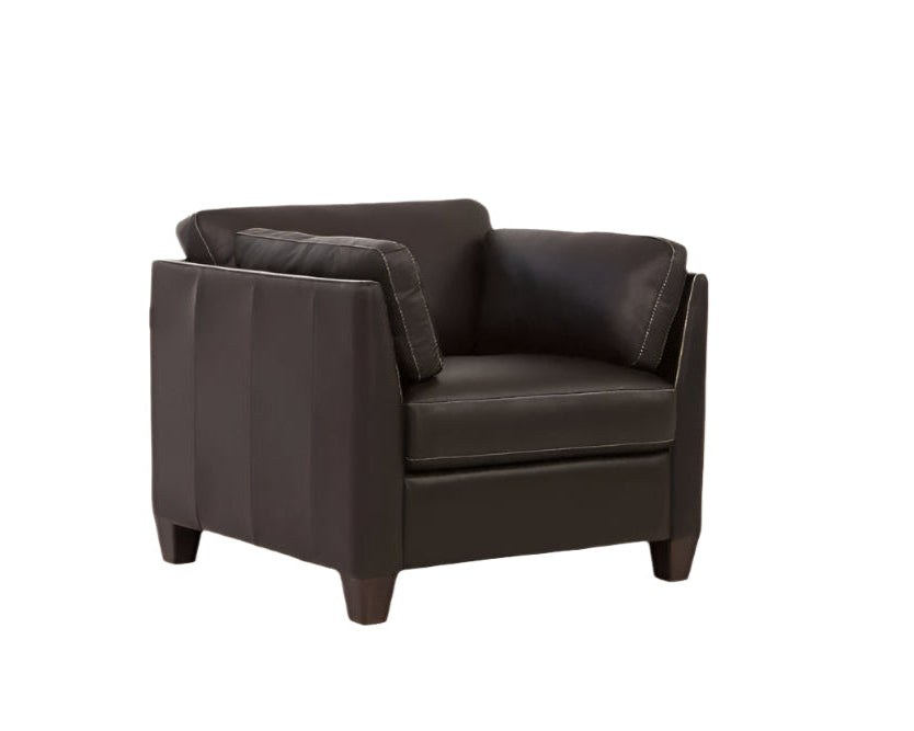 Aurelio 36" Chocolate Genuine Leather Arm Chair