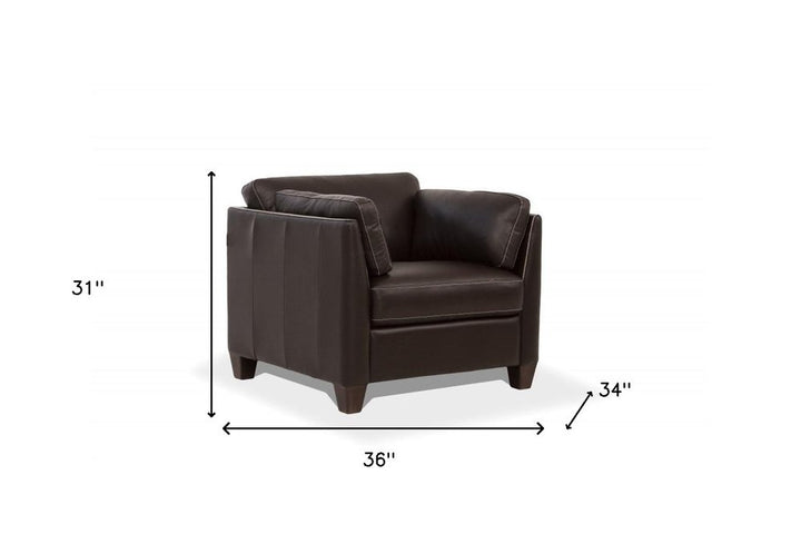 Aurelio 36" Chocolate Genuine Leather Arm Chair