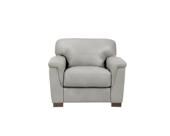 43" Gray and Brown Genuine Leather Arm Chair