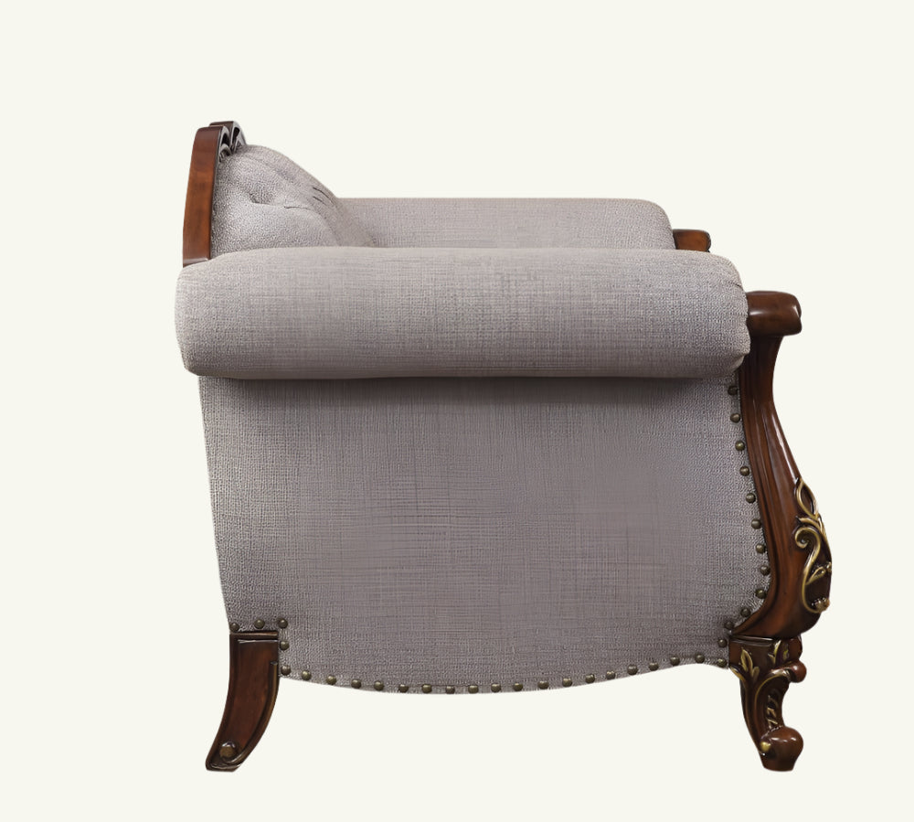 Windsor 48" Beige and Brown Floral Upholstered Arm Chair
