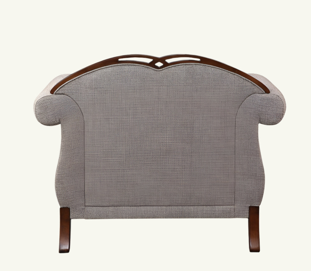 Windsor 48" Beige and Brown Floral Upholstered Arm Chair