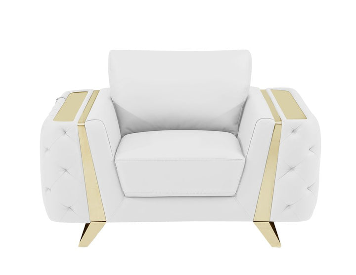 Aurelia 50" White and Gold Genuine Leather Club Chair