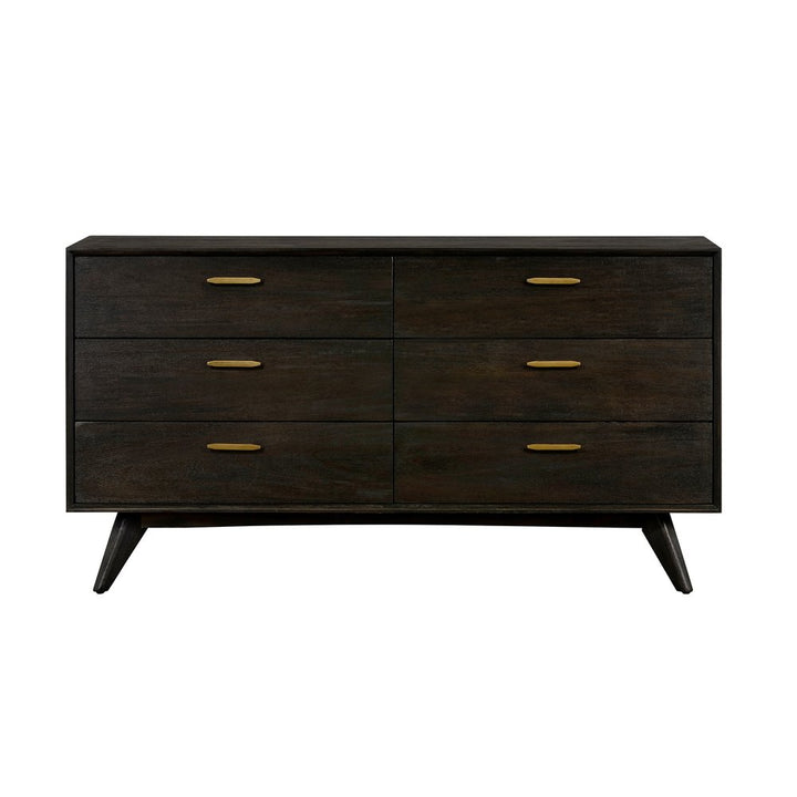 Montréal 63" Brown Solid Wood Six Drawer Dresser