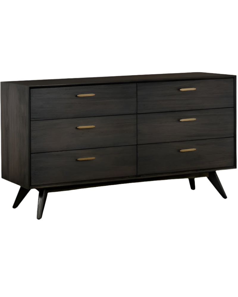 Montréal 63" Brown Solid Wood Six Drawer Dresser