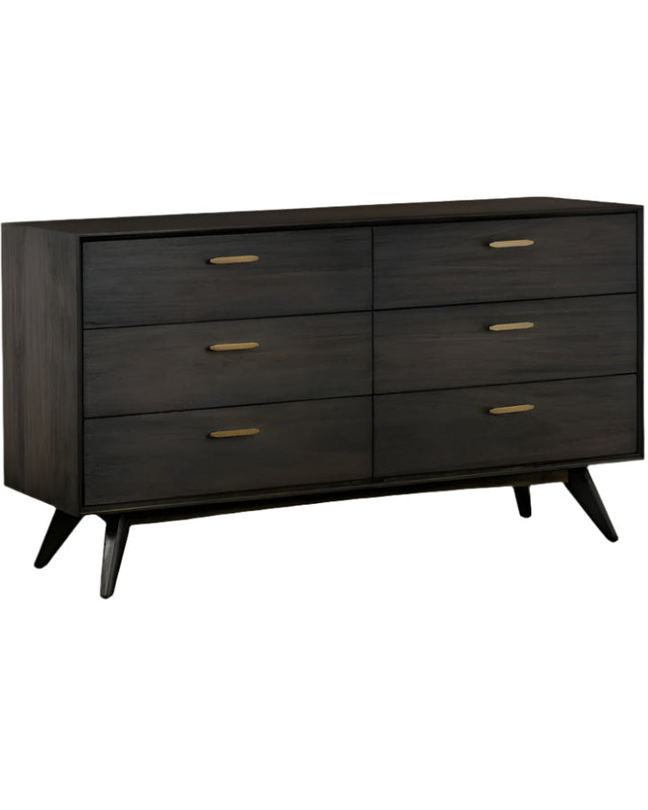 Montréal 63" Brown Solid Wood Six Drawer Dresser