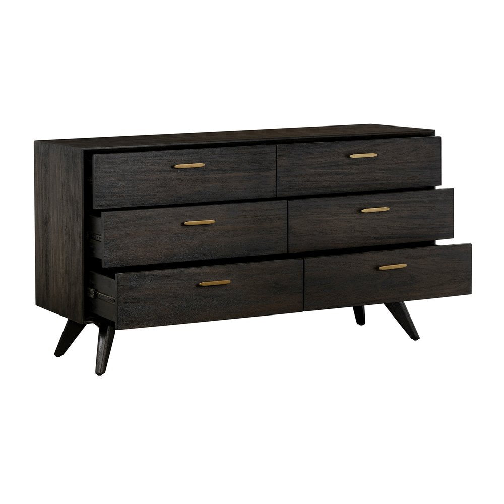 Montréal 63" Brown Solid Wood Six Drawer Dresser
