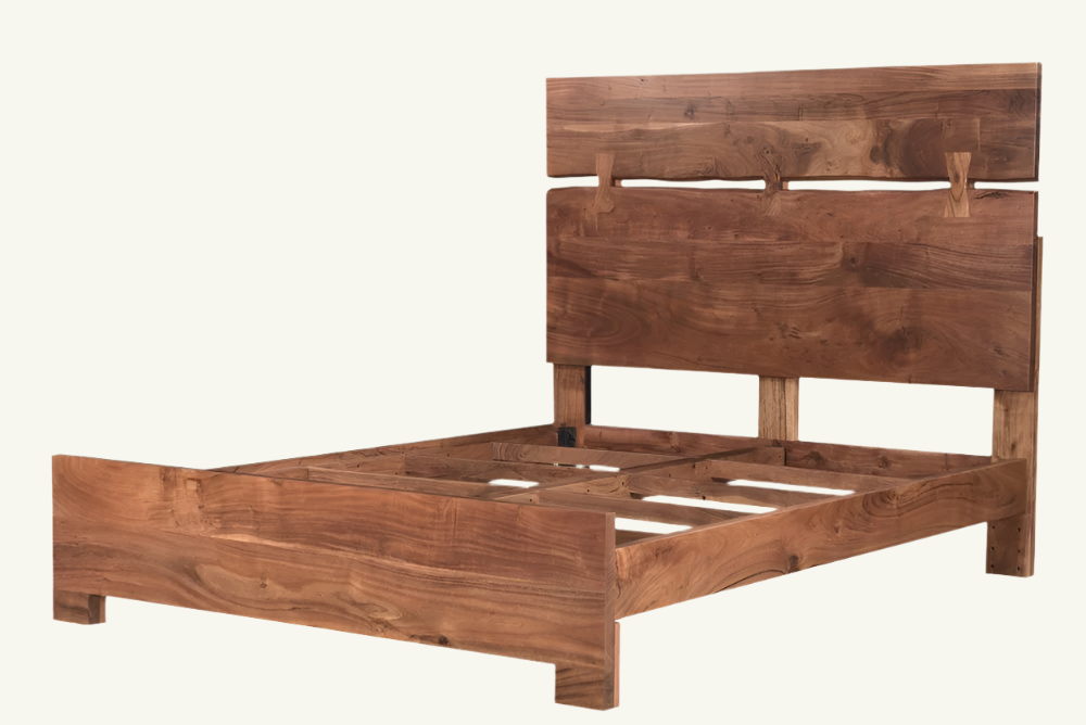 Chestnut Live Edge Solid Wood Queen Bed Frame