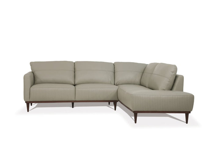 Lucerne Light Green Premium Leather 2-Piece Sofa and Chaise Sectional with Black Legs