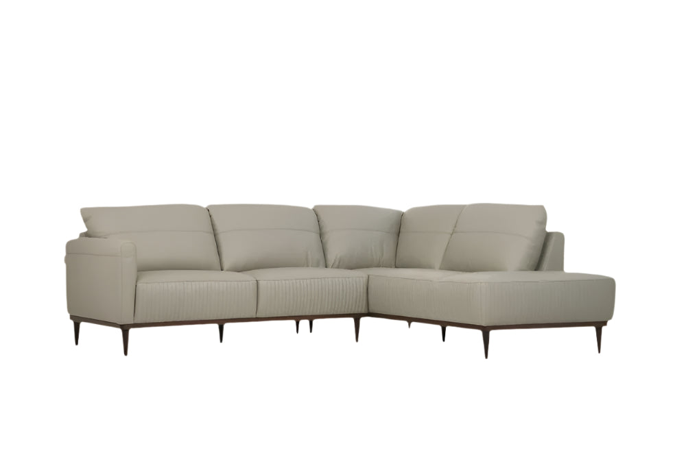 Lucerne Light Green Premium Leather 2-Piece Sofa and Chaise Sectional with Black Legs