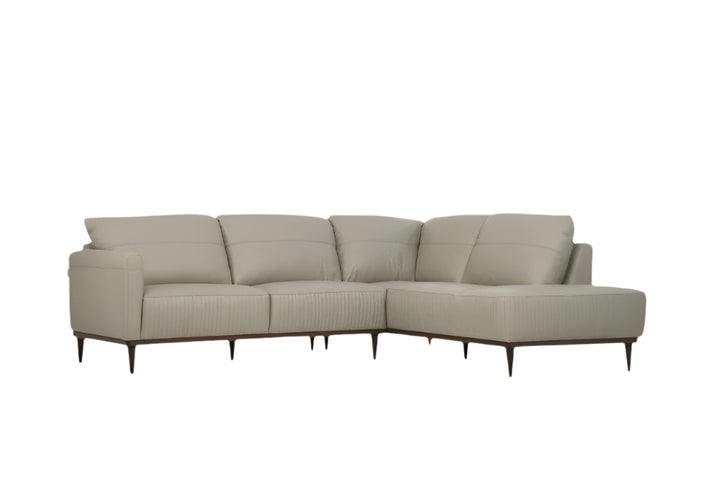 Lucerne Light Green Premium Leather 2-Piece Sofa and Chaise Sectional with Black Legs