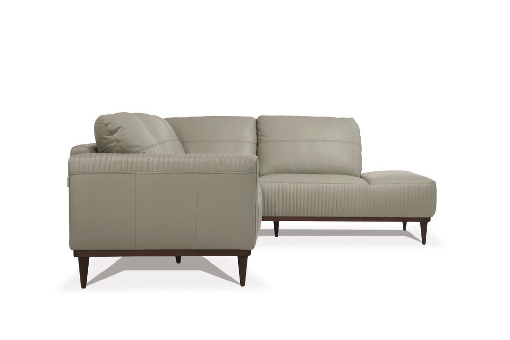 Lucerne Light Green Premium Leather 2-Piece Sofa and Chaise Sectional with Black Legs
