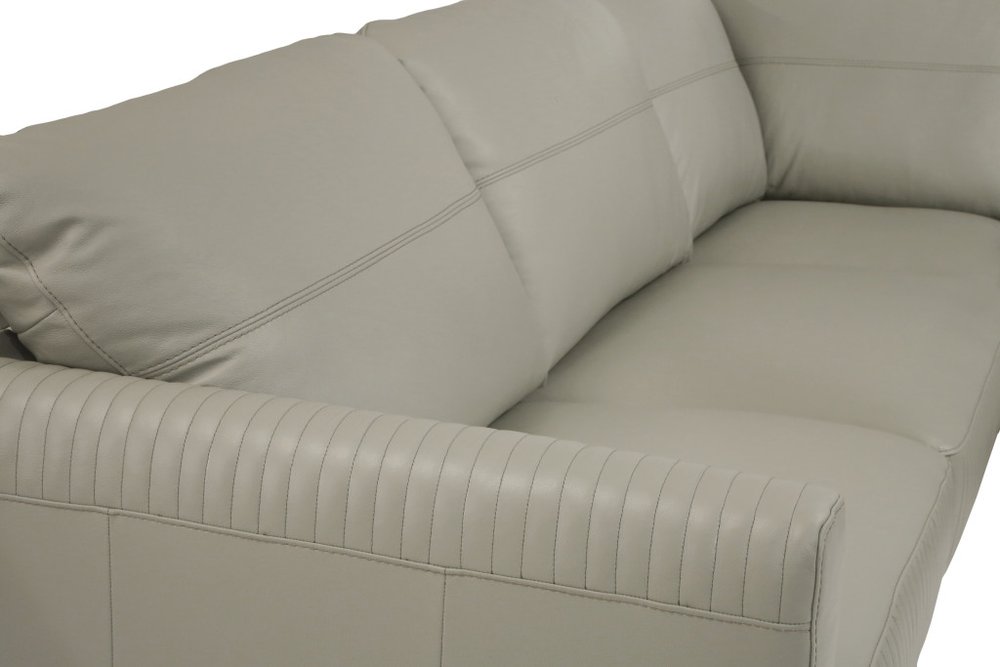 Lucerne Light Green Premium Leather 2-Piece Sofa and Chaise Sectional with Black Legs