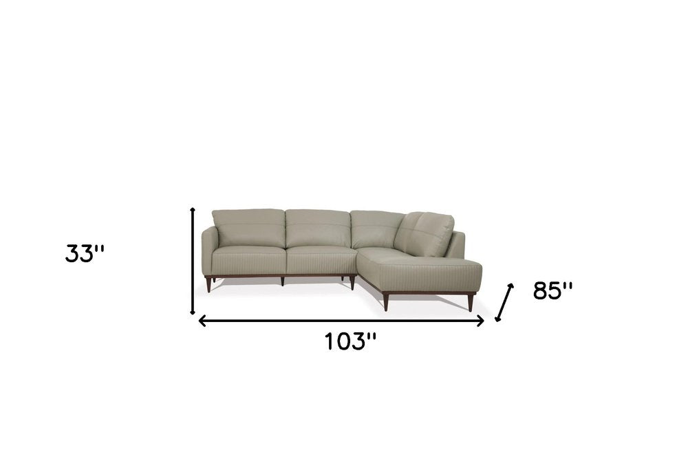Lucerne Light Green Premium Leather 2-Piece Sofa and Chaise Sectional with Black Legs
