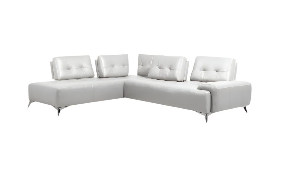 White Leather L Shaped Two Piece Seating Component