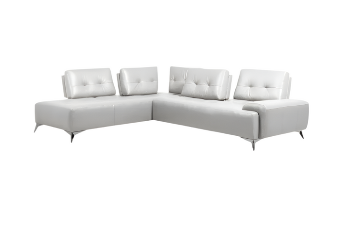 White Leather L Shaped Two Piece Seating Component