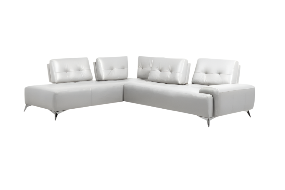 White Leather L Shaped Two Piece Seating Component