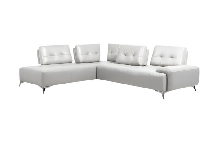 White Leather L Shaped Two Piece Seating Component