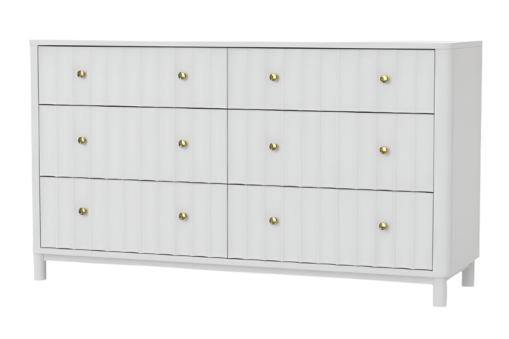 Valence 61" White Solid Wood Six Drawer Double Dresser