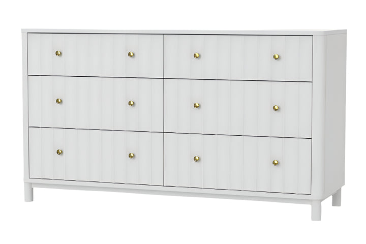 Valence 61" White Solid Wood Six Drawer Double Dresser