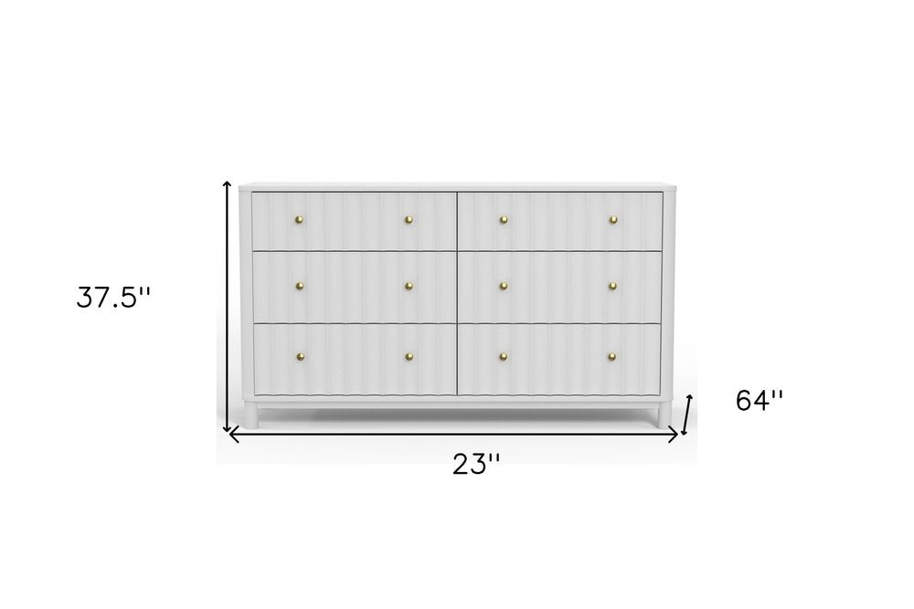 Valence 61" White Solid Wood Six Drawer Double Dresser