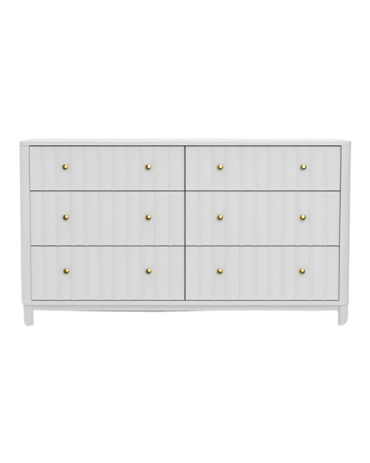 Valence 61" White Solid Wood Six Drawer Double Dresser