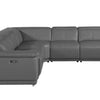 Sorrento Gray Italian Leather 5-Piece Power Reclining U-Shaped Sectional with Console