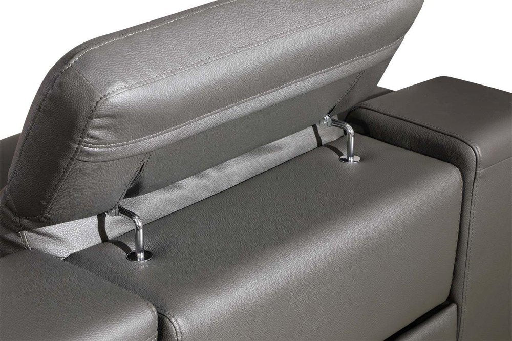 Sorrento Gray Italian Leather 5-Piece Power Reclining U-Shaped Sectional with Console