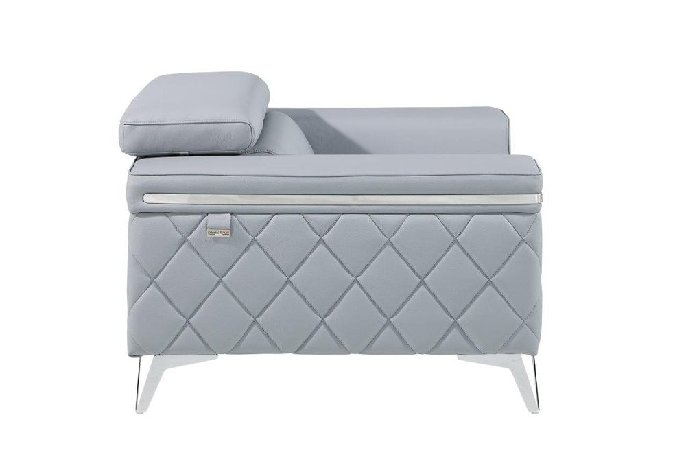 Cambria 42" Light Gray Top Grain Leather Club Chair with Silver Legs