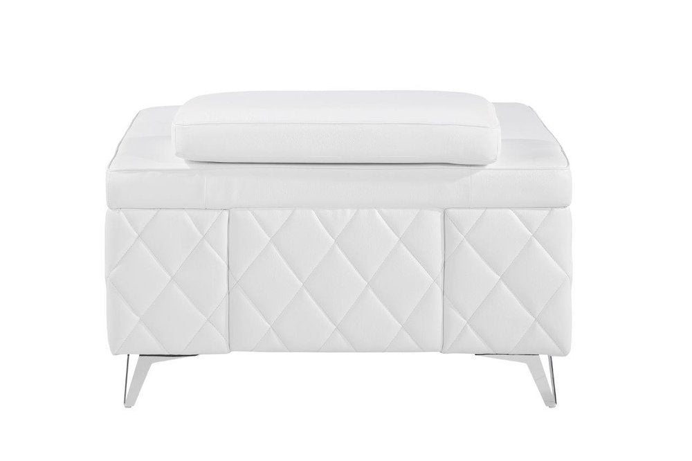 Aurora 42" White Top Grain Leather Club Chair with Silver Legs
