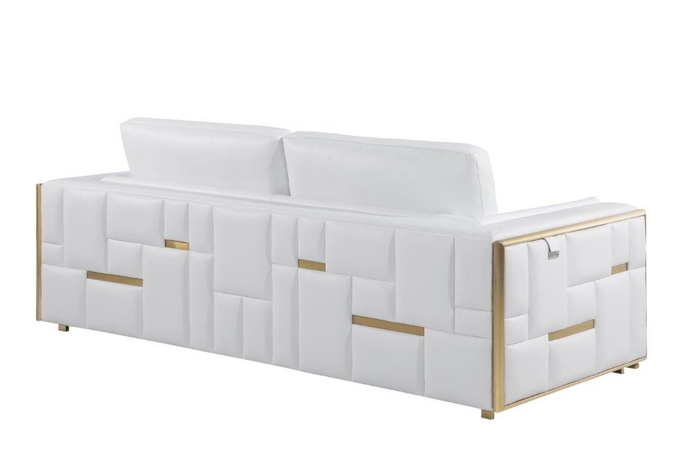 Éloise 73" White Top Grain Leather Loveseat with Silver Legs
