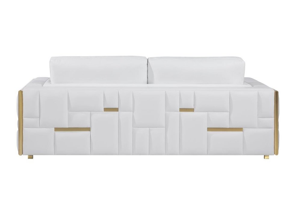 Éloise 73" White Top Grain Leather Loveseat with Silver Legs
